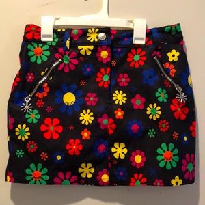 Retro flower print skirt